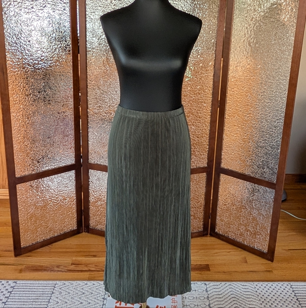 J. Crew Plissé Slip Skirt Moss | 2X